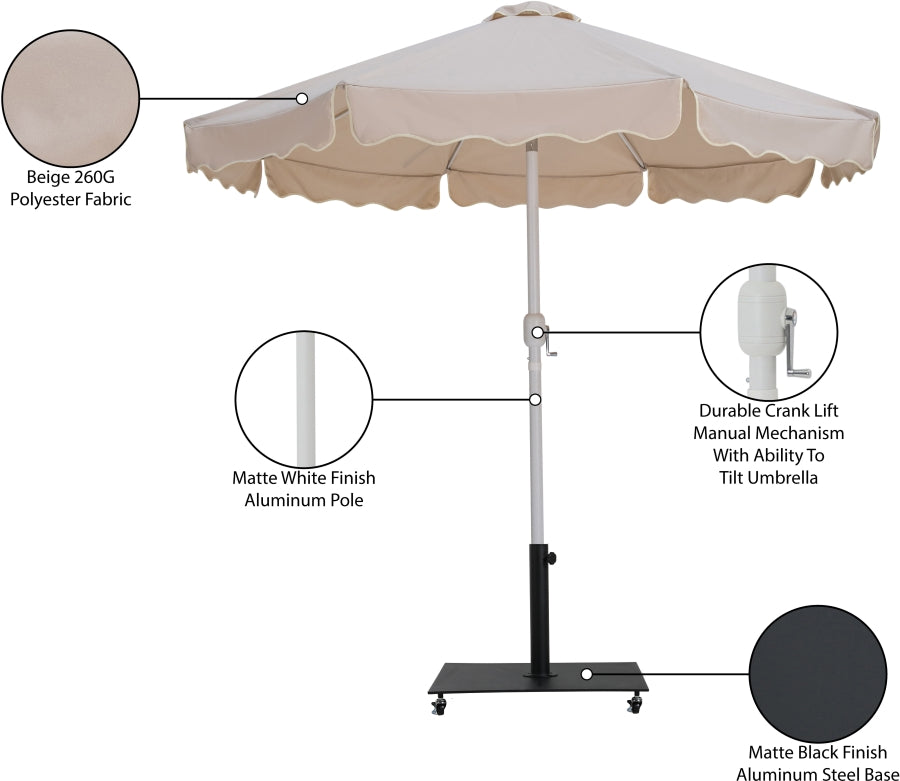 Amalfi Water Resistant Fabric And Aluminum Patio Umbrella With Base Set