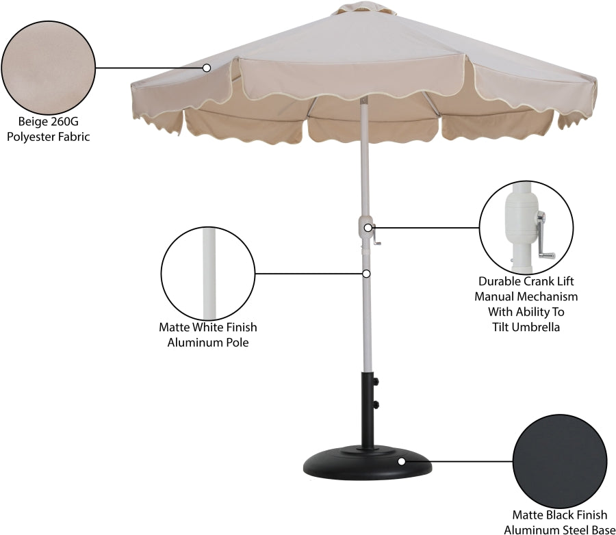 Amalfi Water Resistant Fabric And Aluminum Patio Umbrella With Base Set