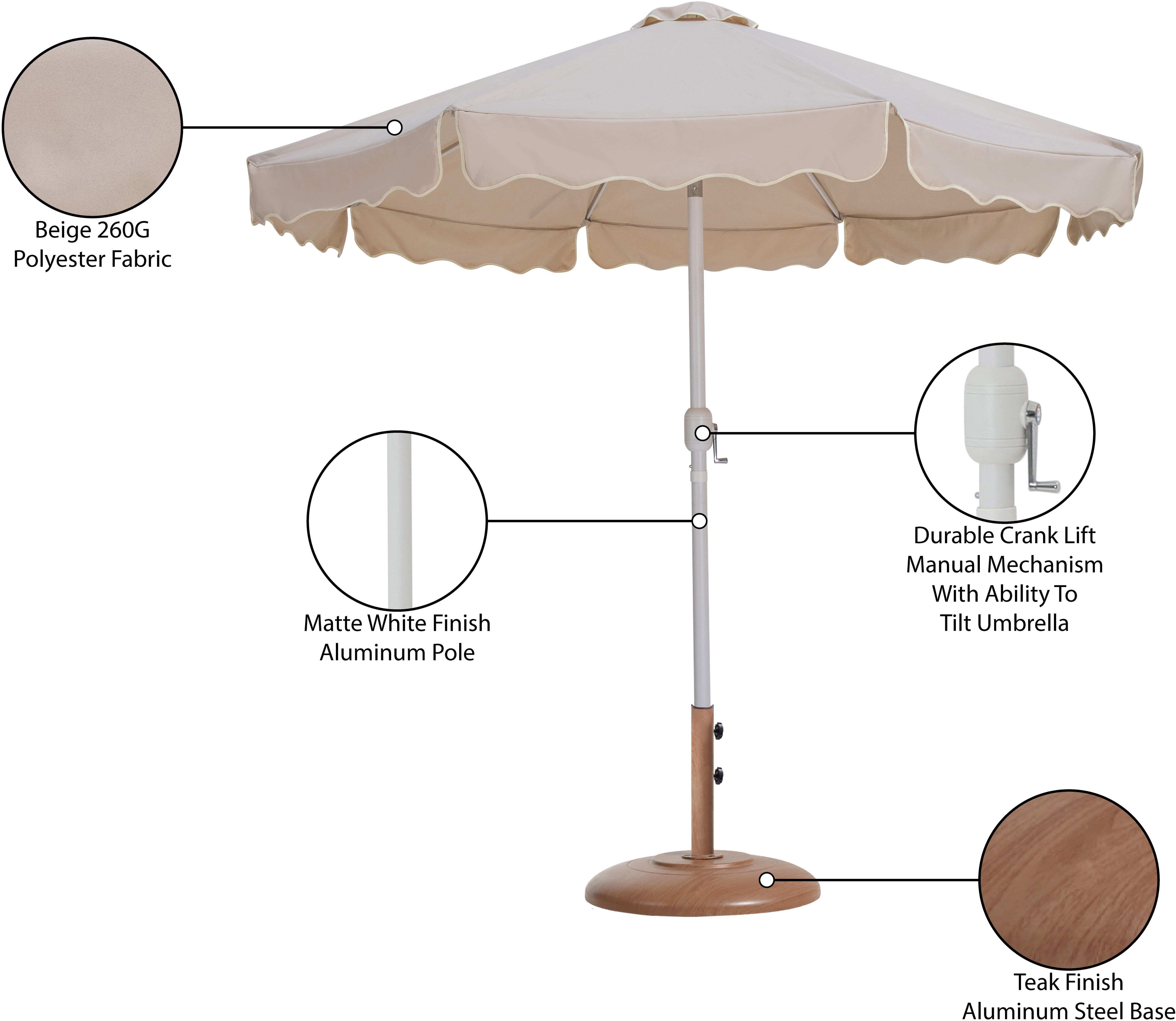 Amalfi Water Resistant Fabric And Aluminum Patio Umbrella With Base Set