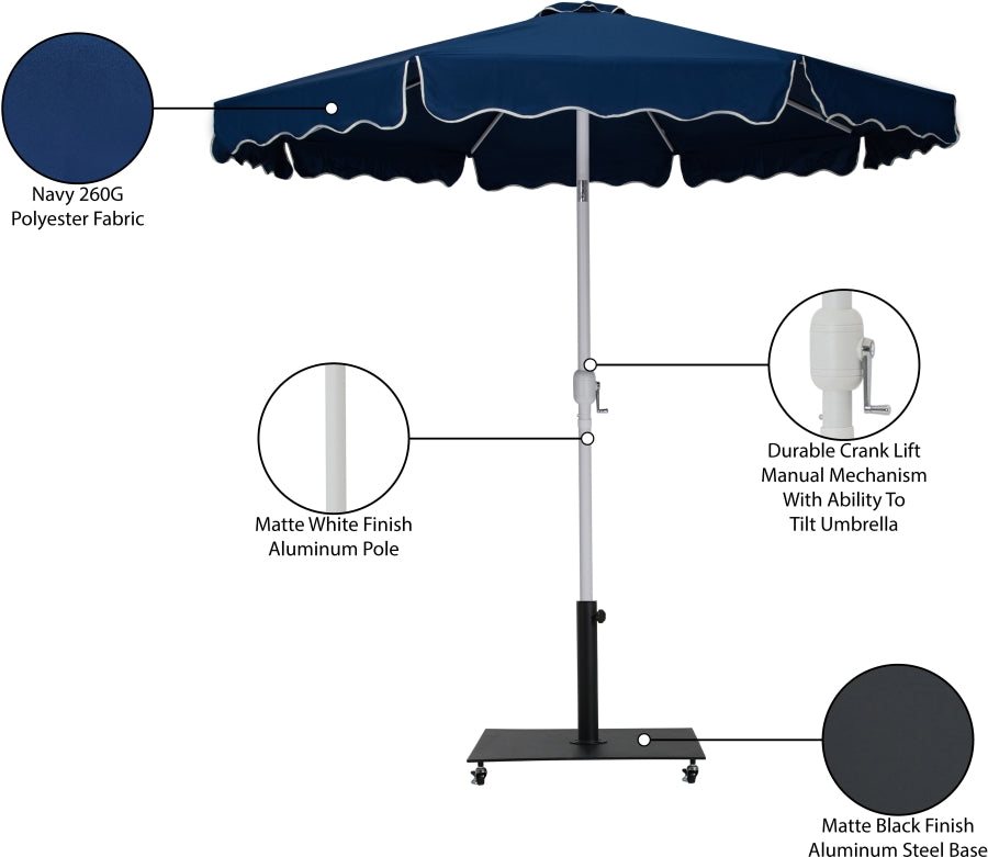 Amalfi Water Resistant Fabric And Aluminum Patio Umbrella With Base Set