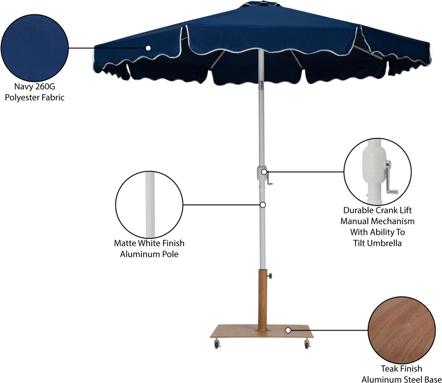 Amalfi Water Resistant Fabric And Aluminum Patio Umbrella With Base Set