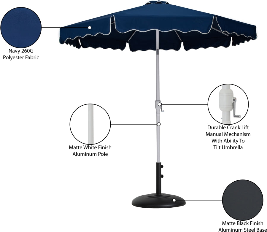 Amalfi Water Resistant Fabric And Aluminum Patio Umbrella With Base Set