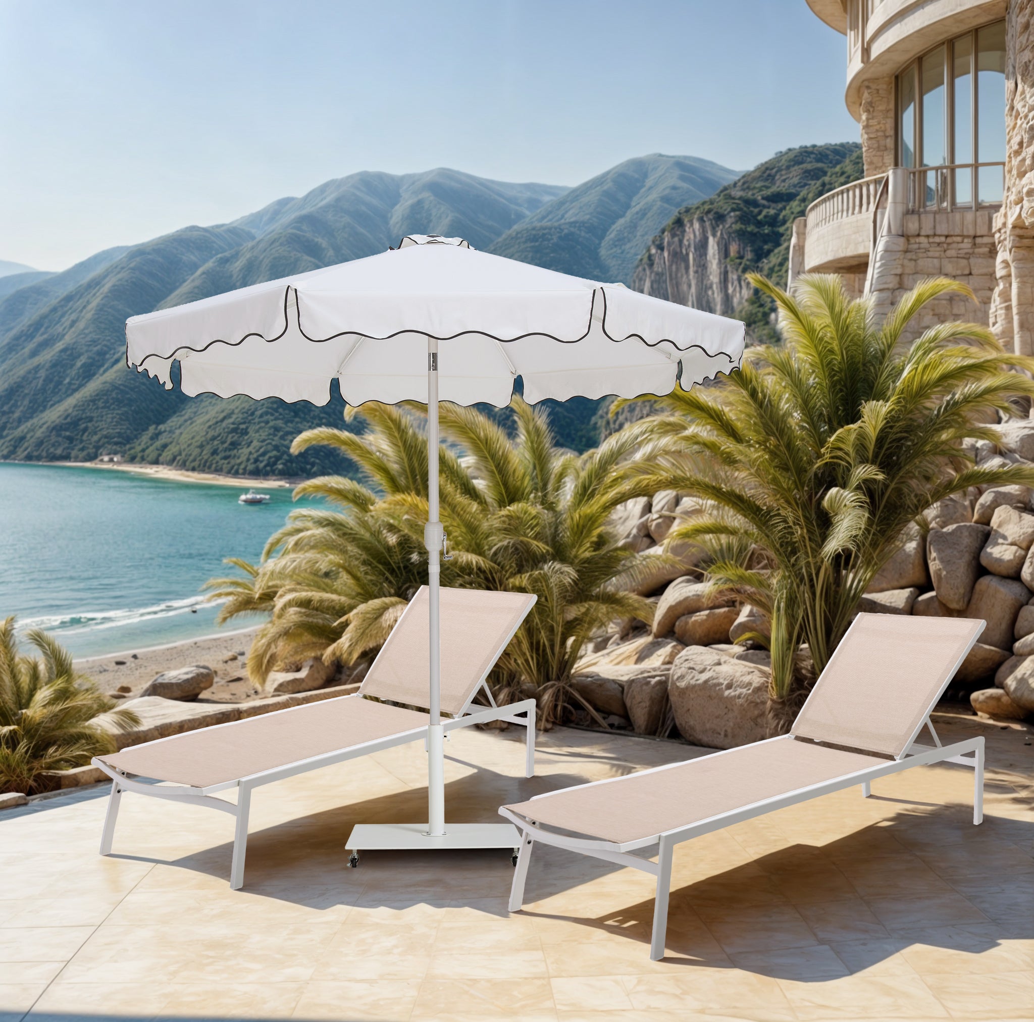 Amalfi Water Resistant Fabric And Aluminum Patio Umbrella