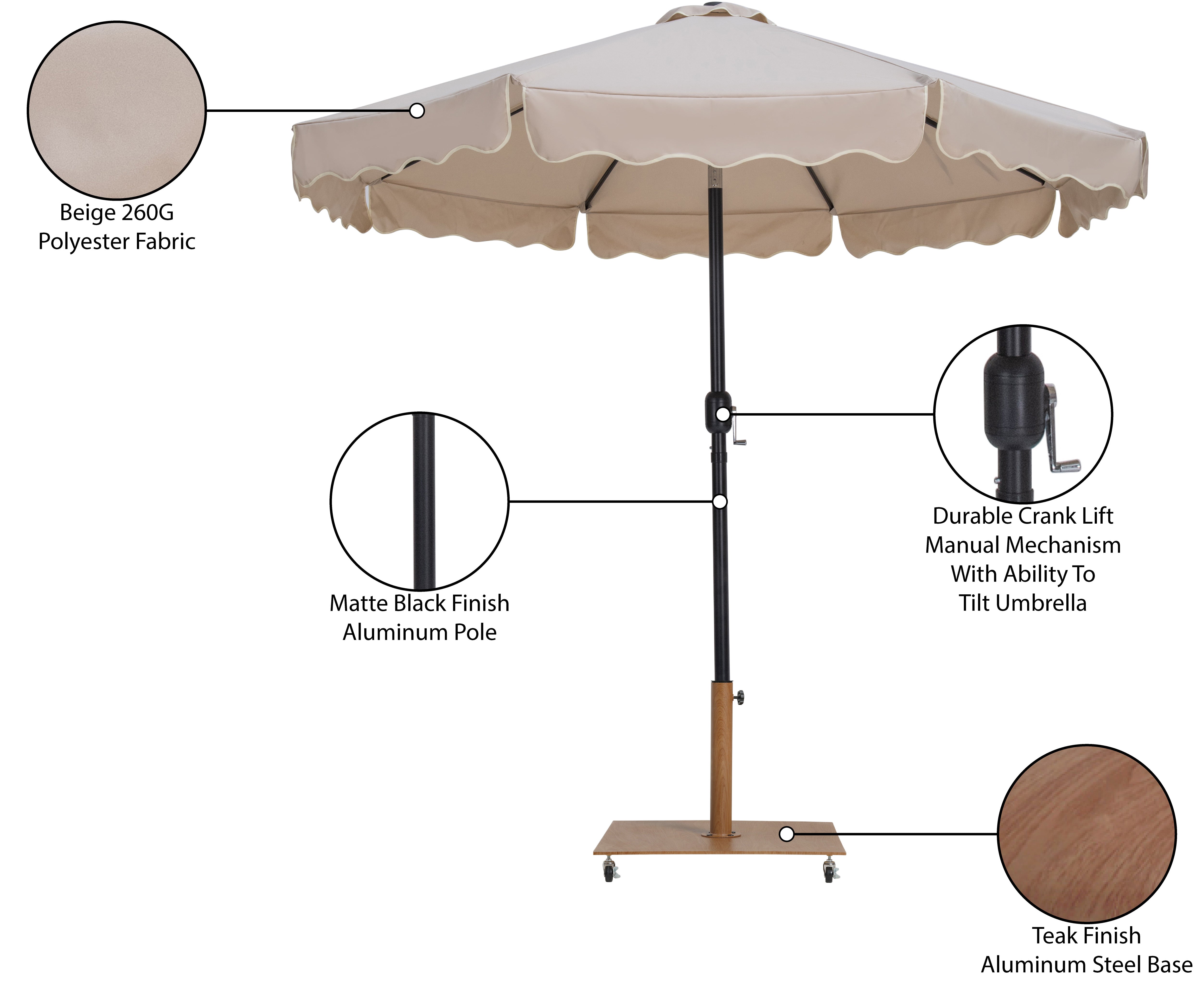 Amalfi Water Resistant Fabric And Aluminum Patio Umbrella With Base Set
