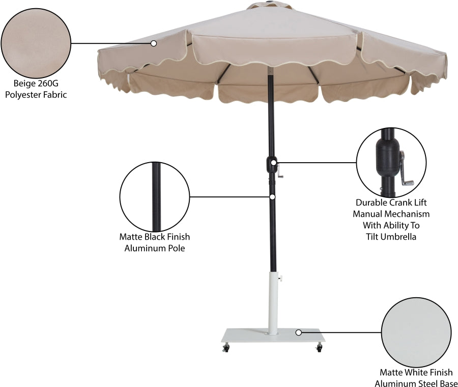 Amalfi Water Resistant Fabric And Aluminum Patio Umbrella With Base Set