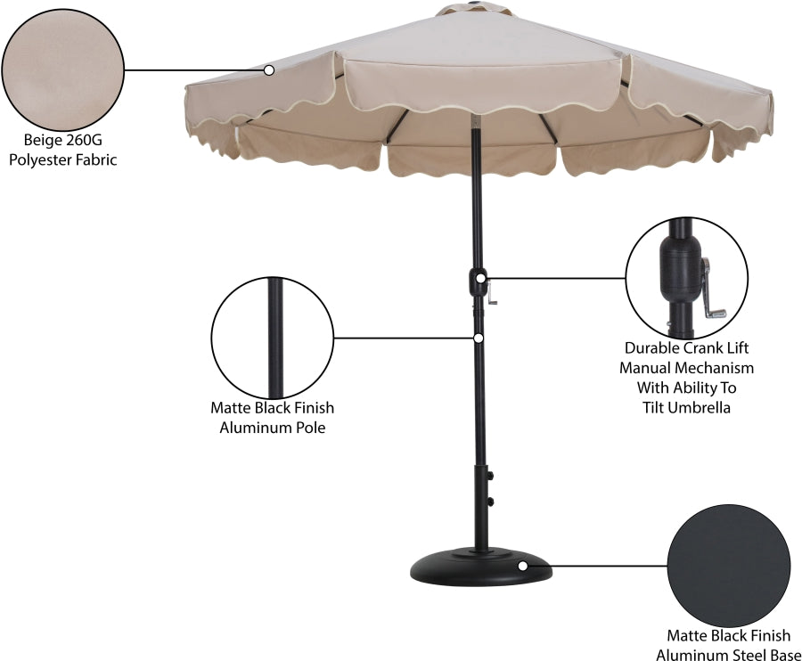 Amalfi Water Resistant Fabric And Aluminum Patio Umbrella With Base Set