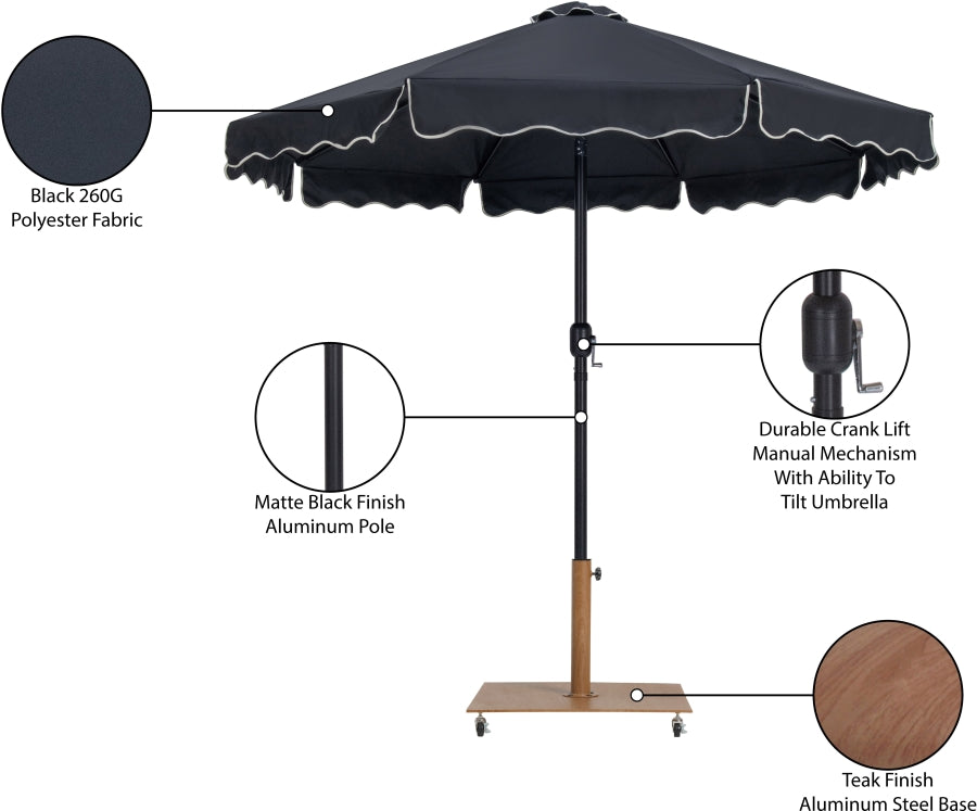 Amalfi Water Resistant Fabric And Aluminum Patio Umbrella With Base Set