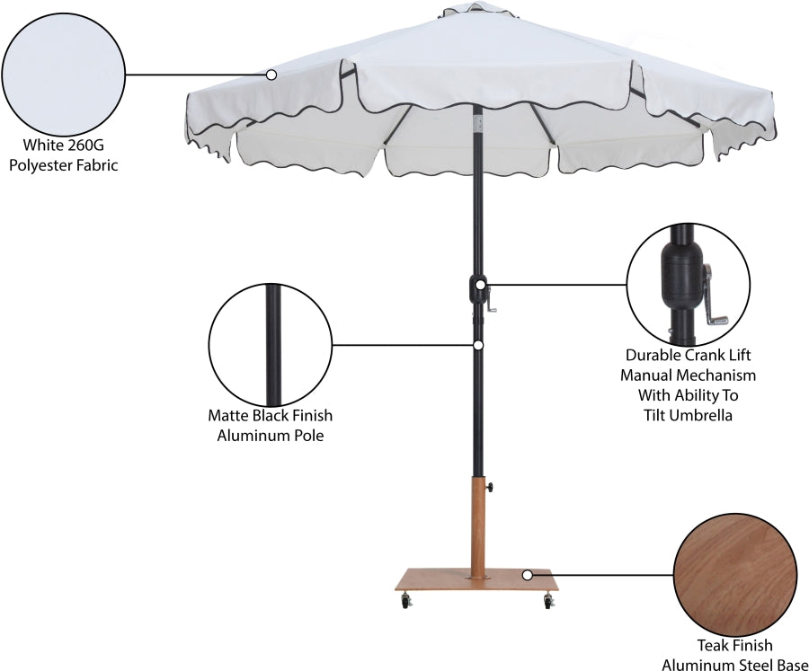 Amalfi Water Resistant Fabric And Aluminum Patio Umbrella With Base Set