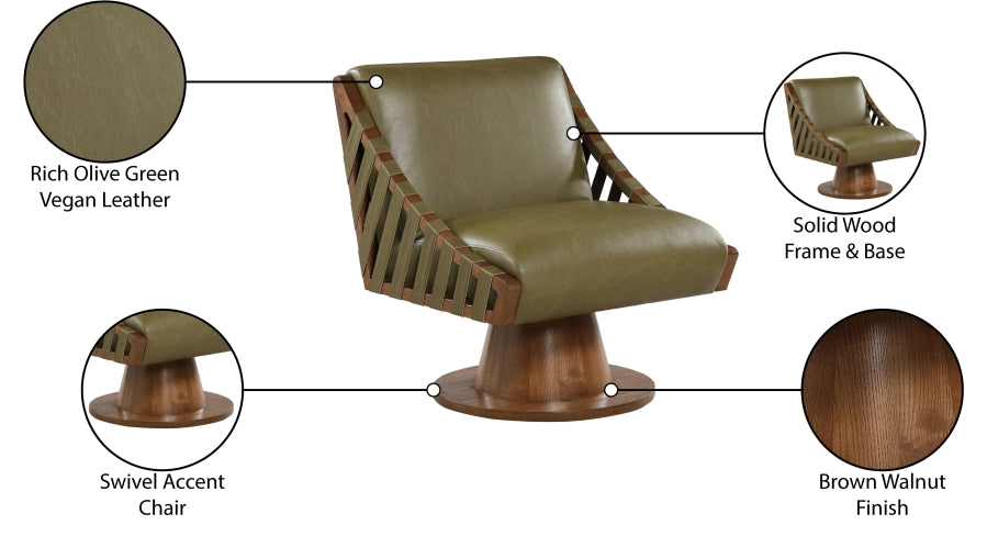 Millwin Vegan Leather Upholstered Swivel Accent Chair