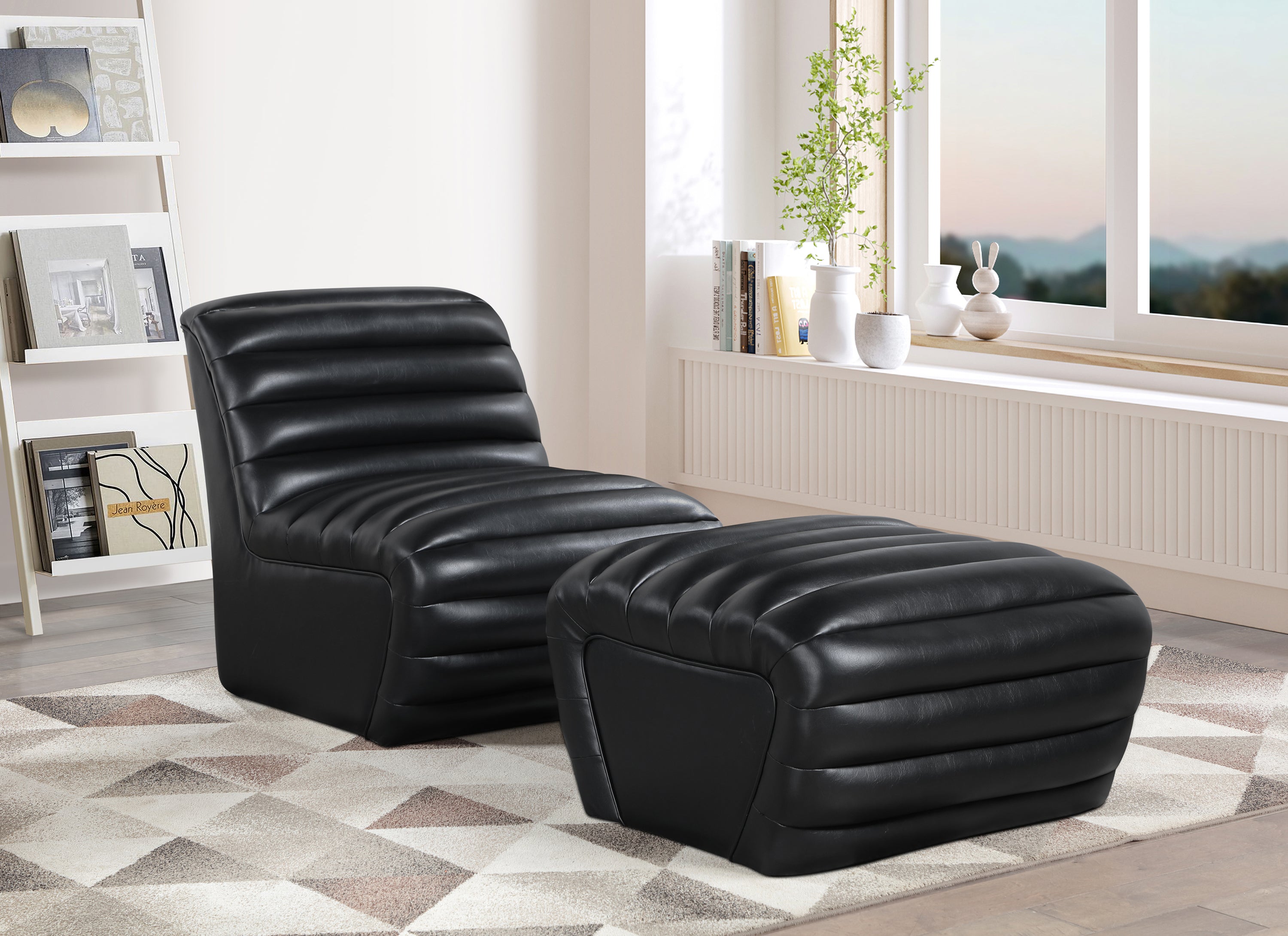 Vega Vegan Leather Upholstered Ottoman