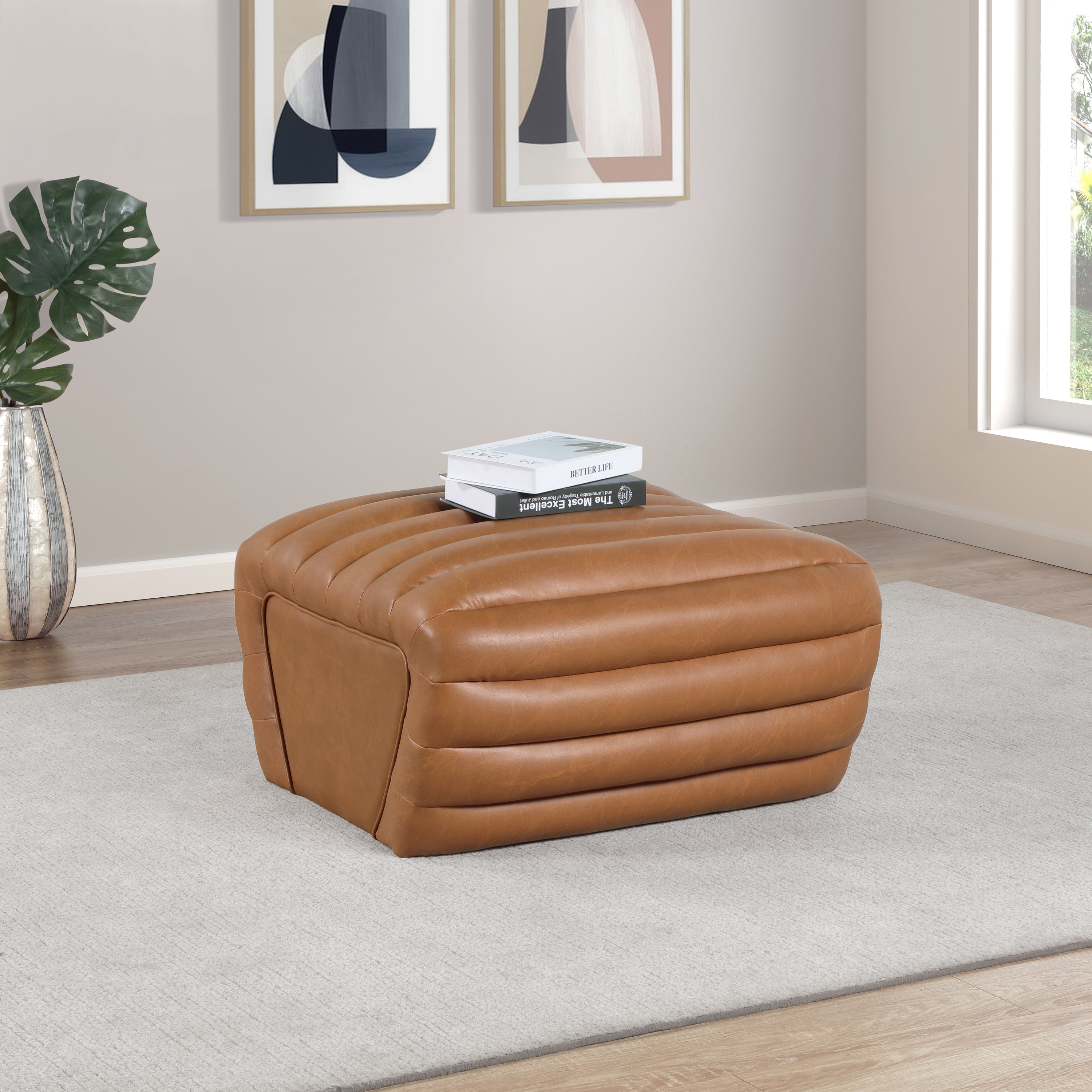 Vega Vegan Leather Upholstered Ottoman