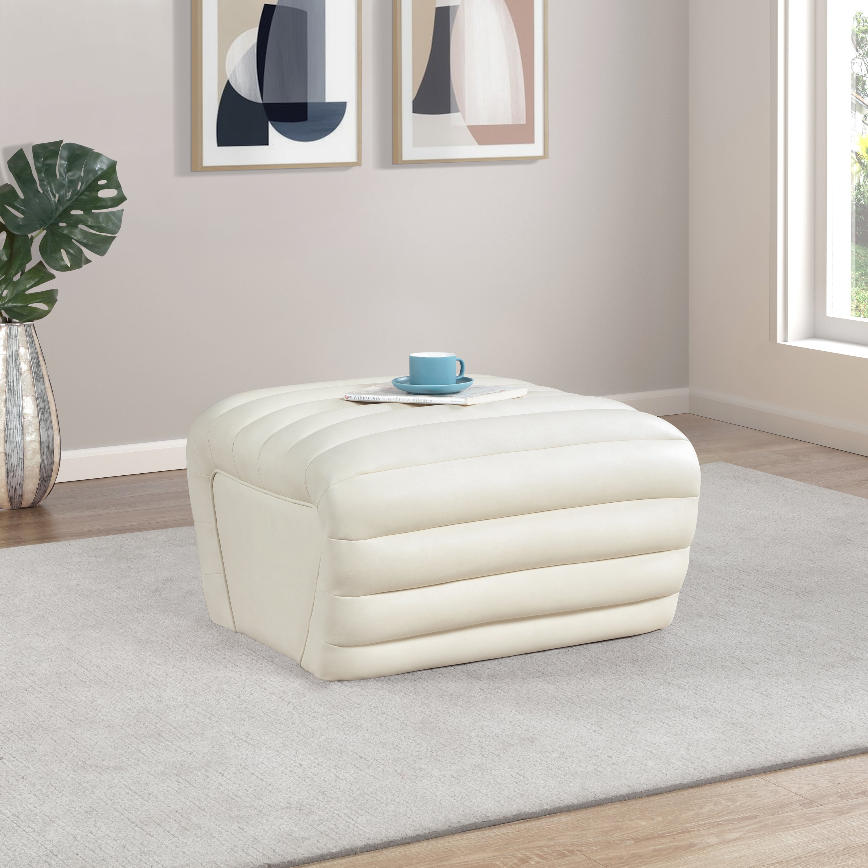 Vega Vegan Leather Upholstered Ottoman