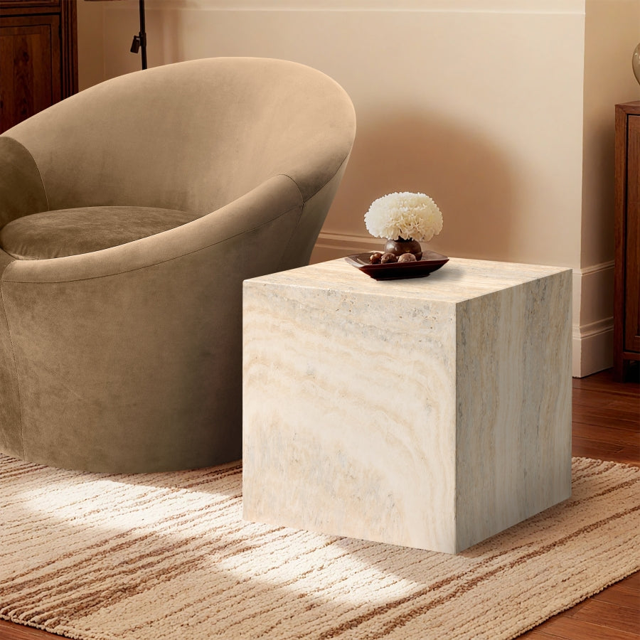 Piazza Travertine Finish Indoor / Outdoor Concrete End Table