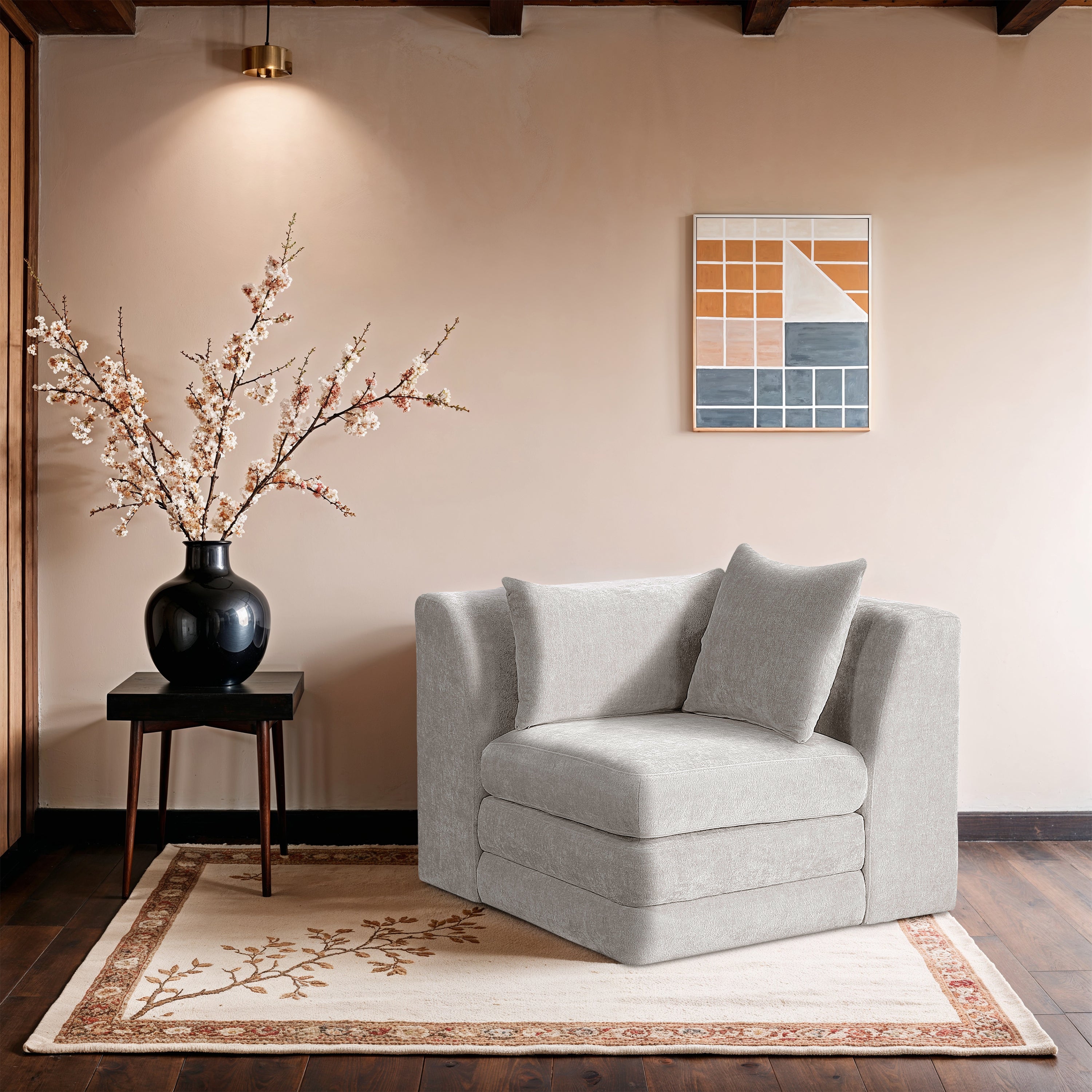 Fauteuil d'appoint rembourré en chenille Vivi 
