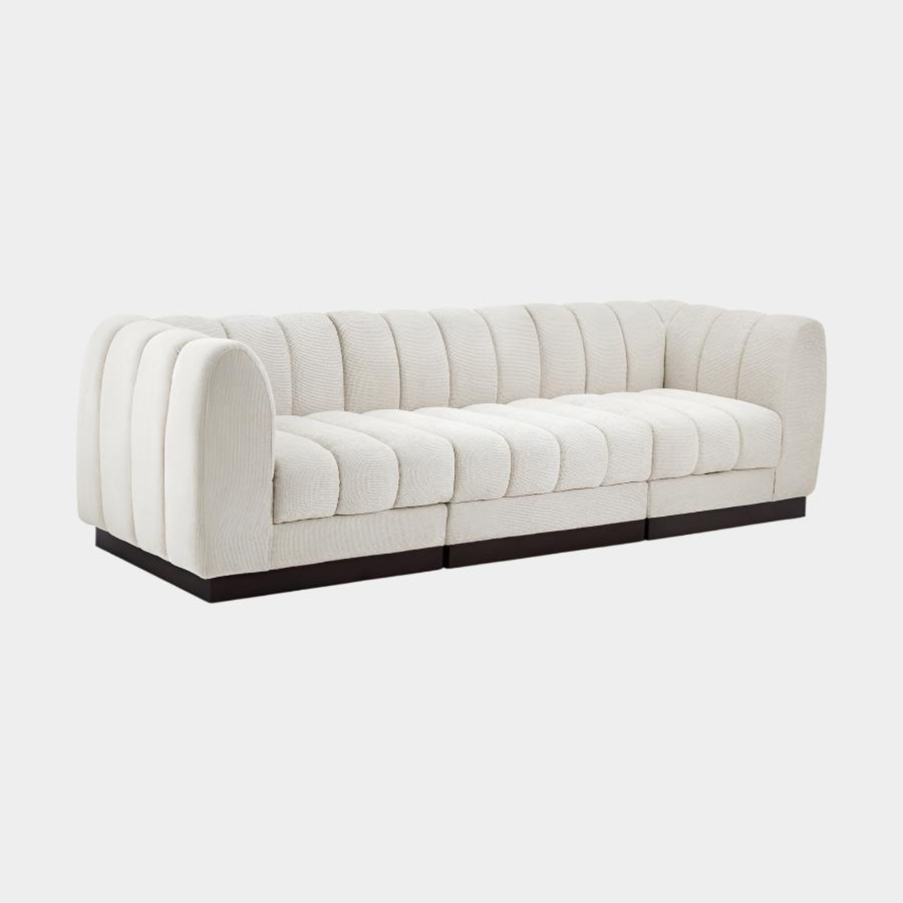 Quinn Chenille Fabric Three-Seater Sofa with Armrest