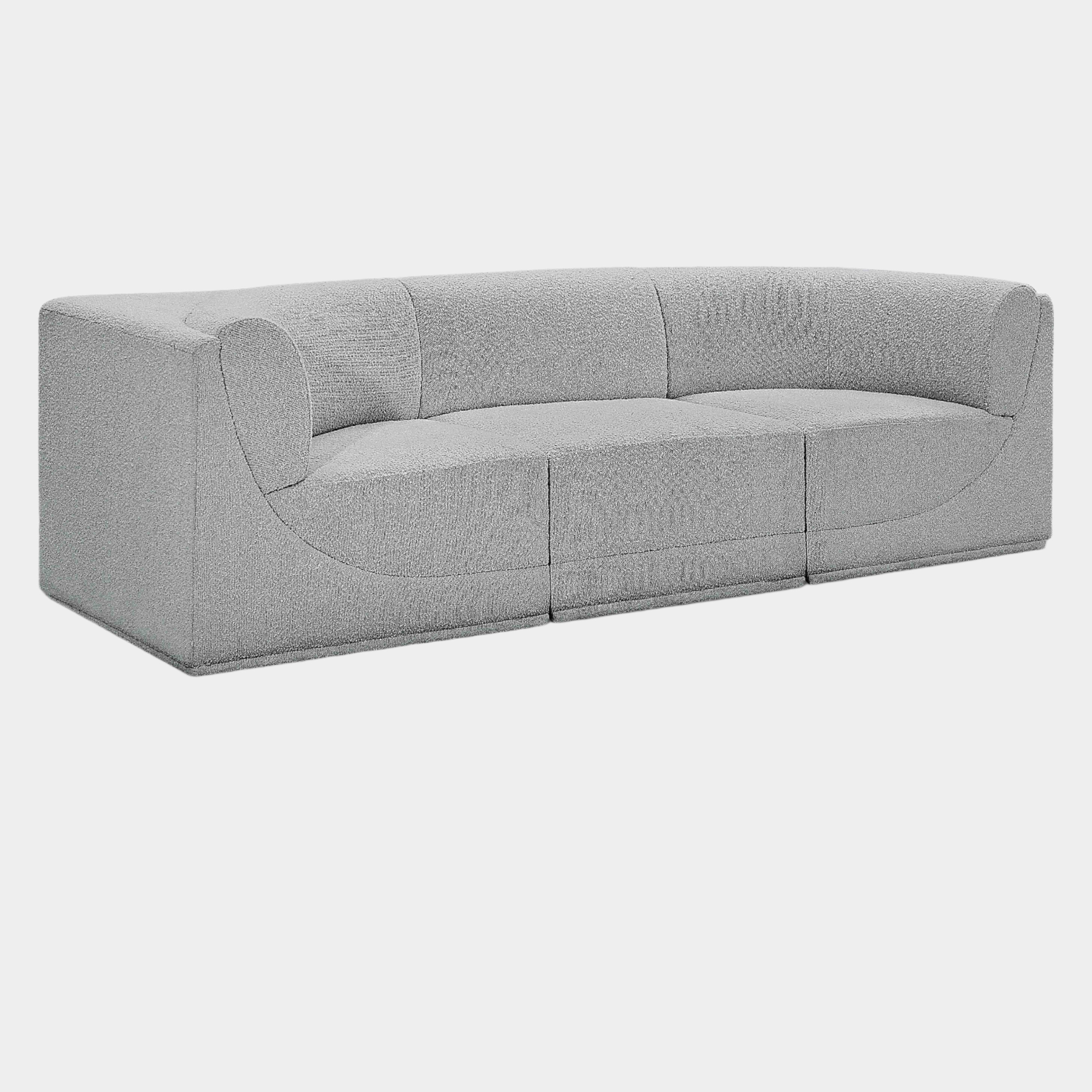 Ollie Boucle Fabric Three-Seater Sofa with Armrest