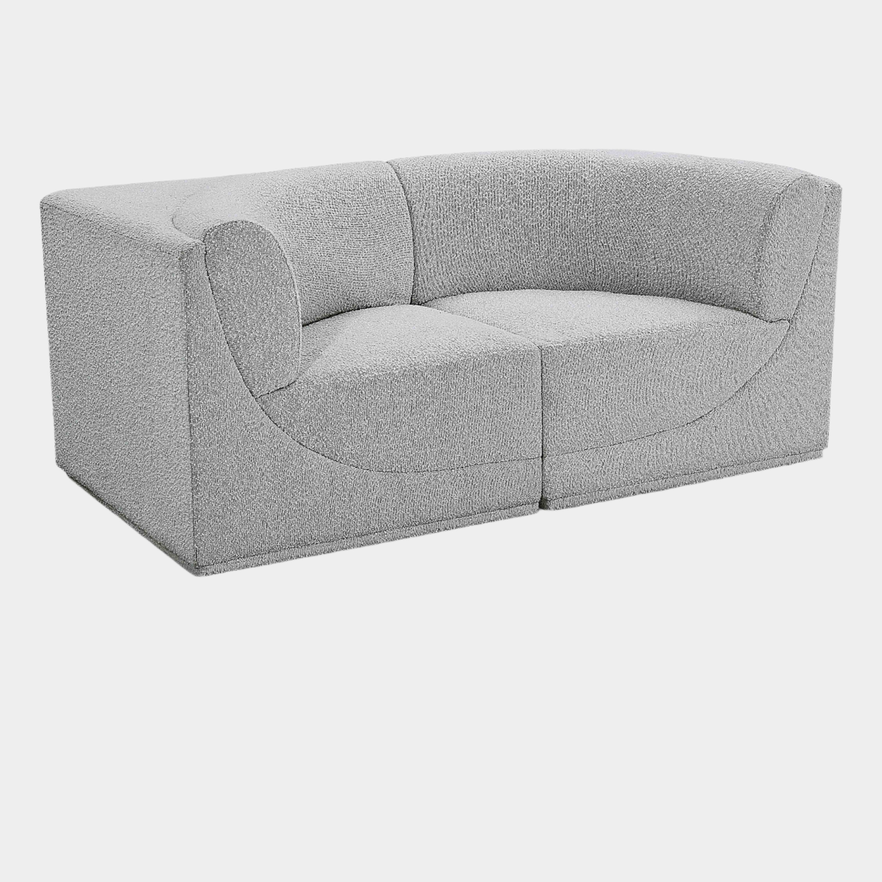 Ollie Boucle Fabric Two-Seater Sofa with Armrest