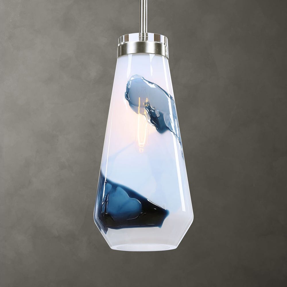Windswept Blue & White, 1 Lt Mini Pendant