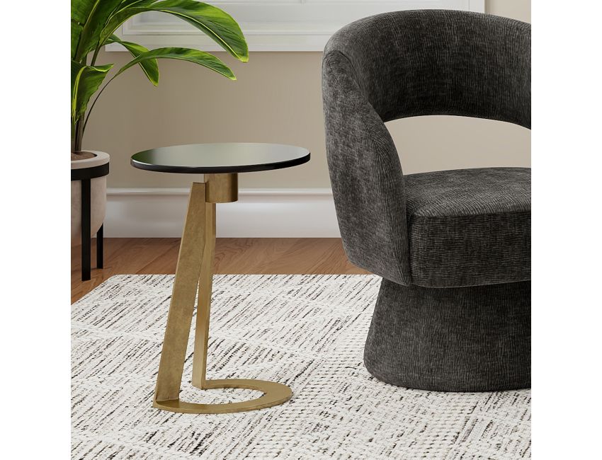 Devas Accent Table in Black Marble and Brass