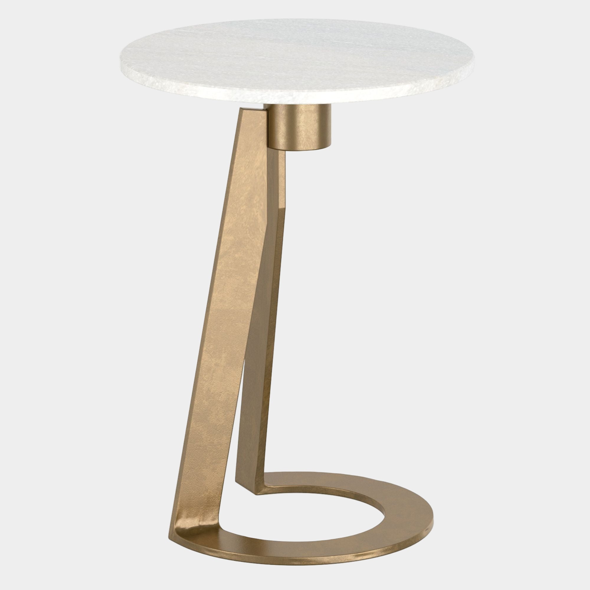Devas Accent Table in White Marble and Brass