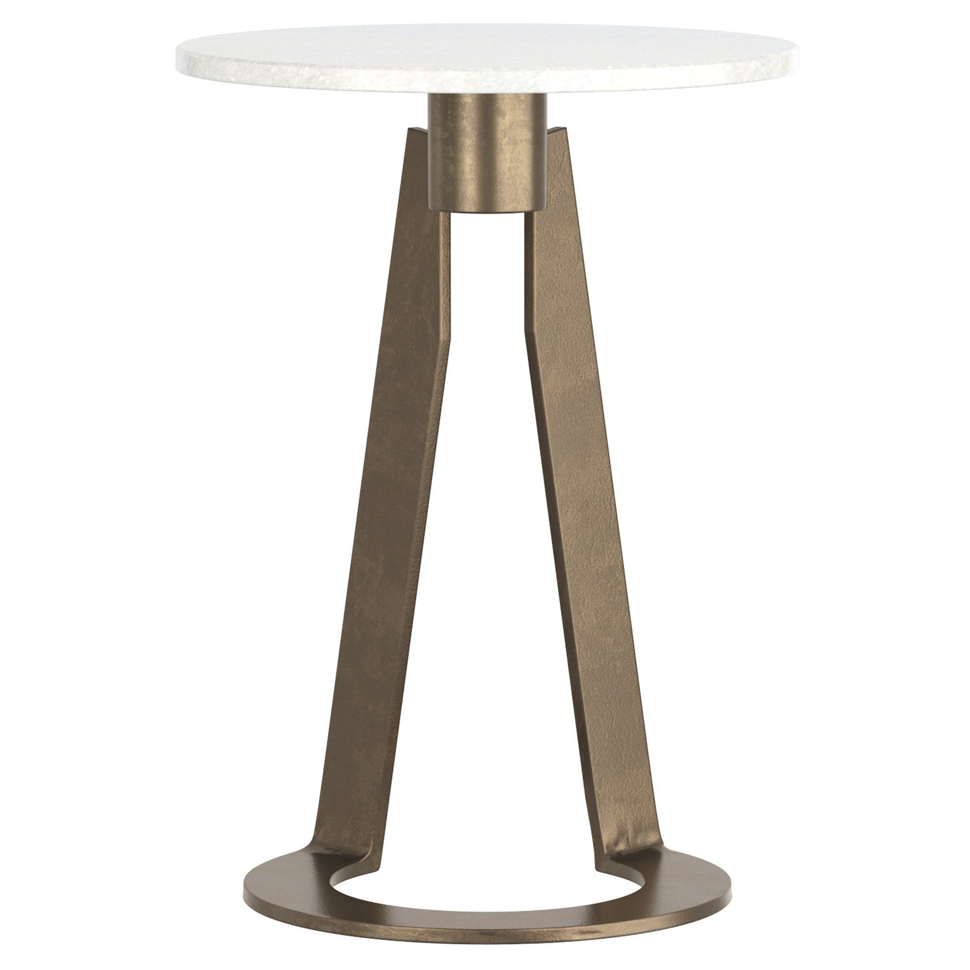 Devas Accent Table in White Marble and Brass