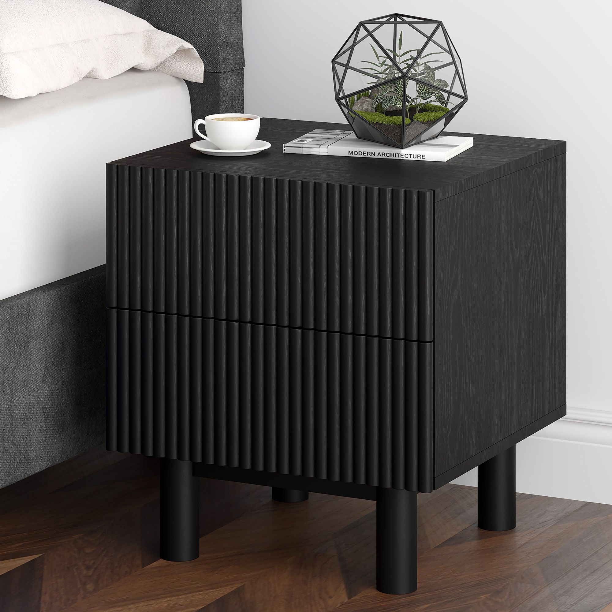Sangra 2 Drawer Accent Table in Black
