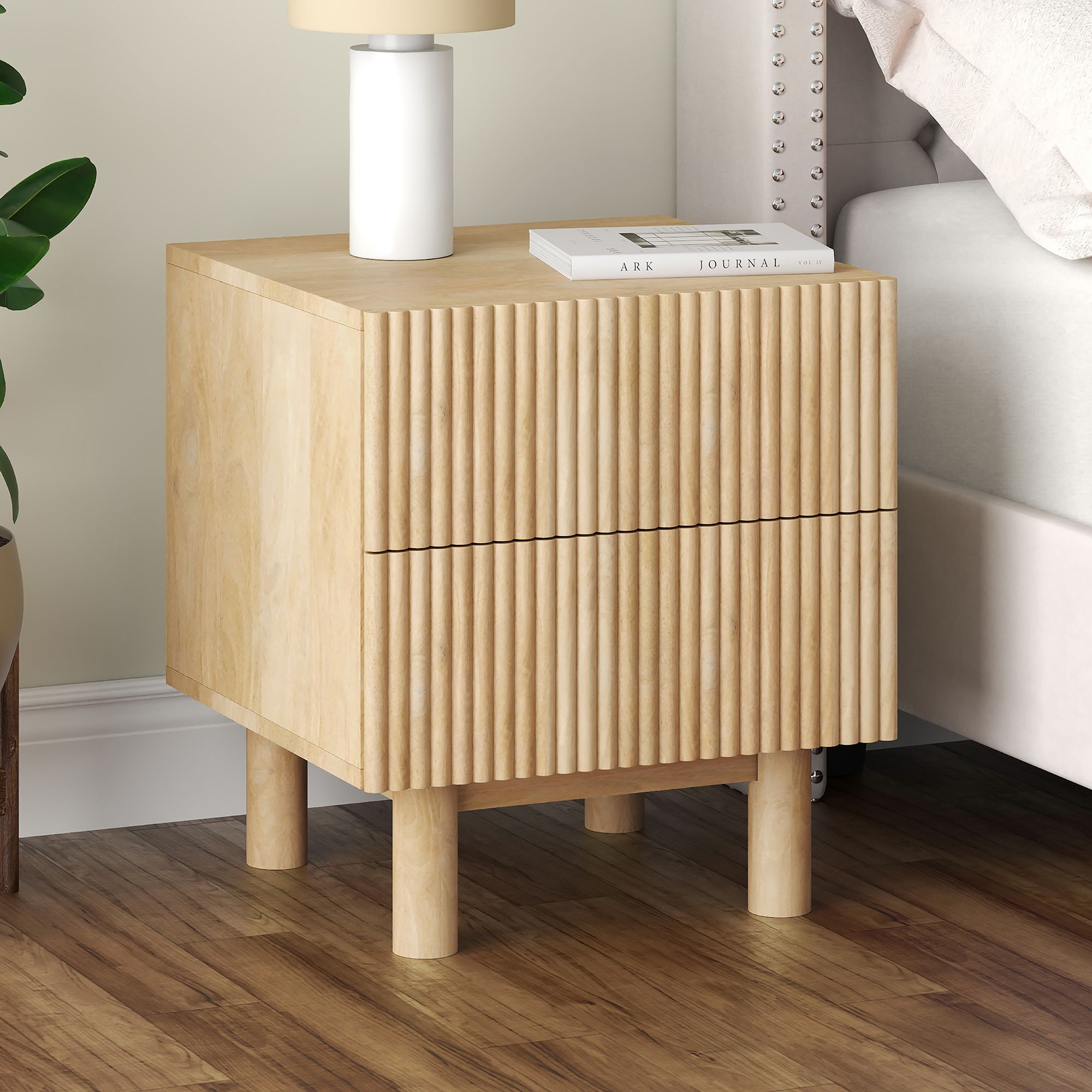 Sangra 2 Drawer Accent Table in Natural