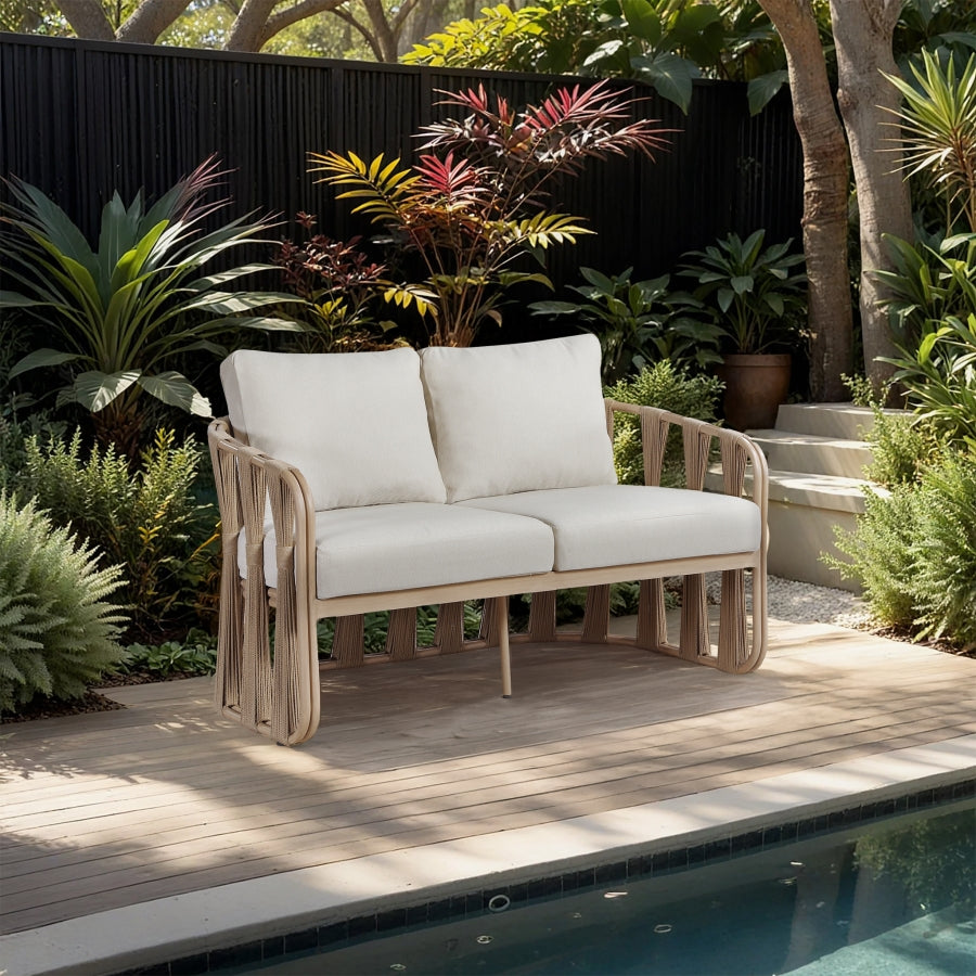 San Pietro Resilient Waterproof Fabric Upholstered Outdoor Patio Loveseat