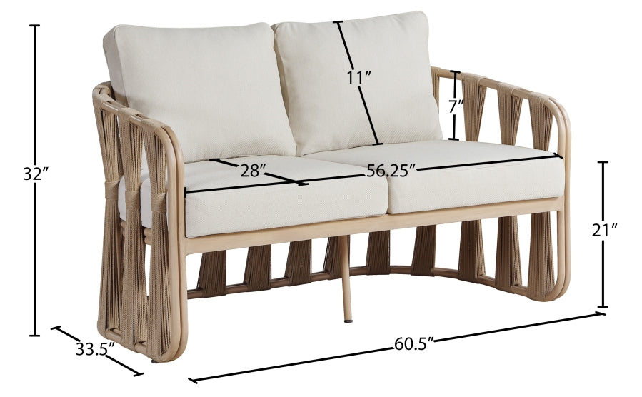 San Pietro Resilient Waterproof Fabric Upholstered Outdoor Patio Loveseat