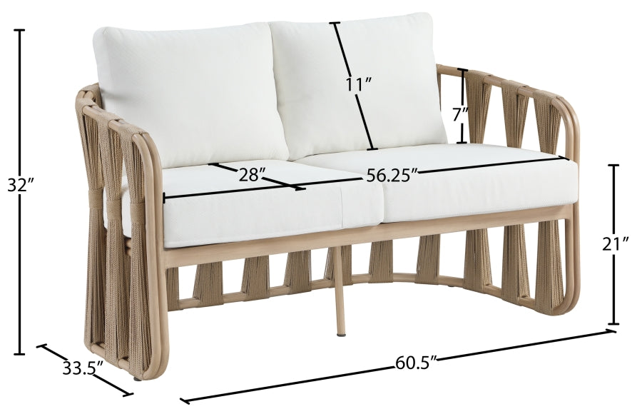 San Pietro Resilient Waterproof Fabric Upholstered Outdoor Patio Loveseat