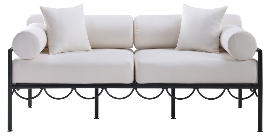 Portofino Resilient Water Repellent Fabric Upholstered Outdoor Patio Loveseat