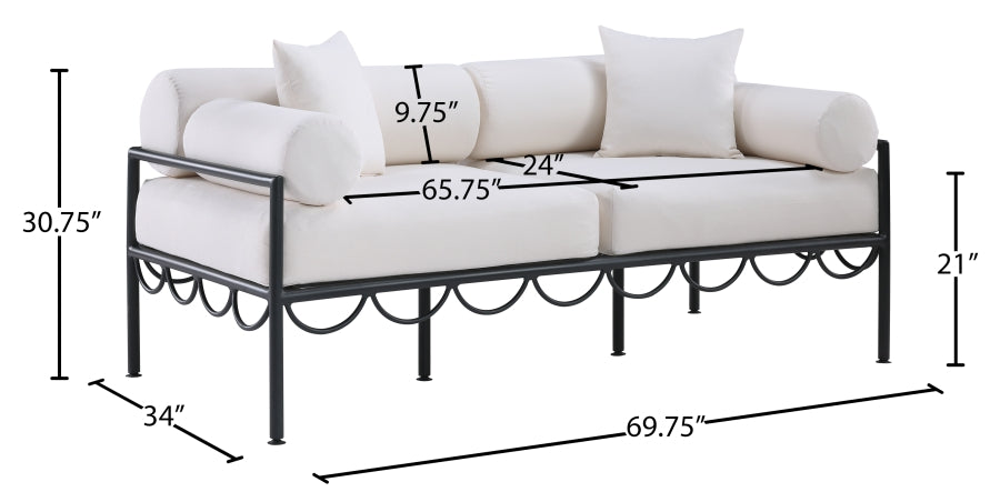 Portofino Resilient Water Repellent Fabric Upholstered Outdoor Patio Loveseat