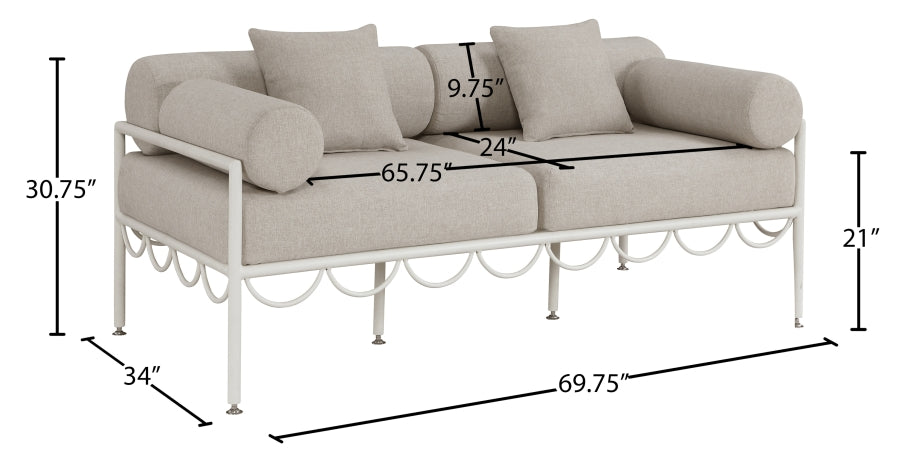 Portofino Resilient Water Repellent Fabric Upholstered Outdoor Patio Loveseat