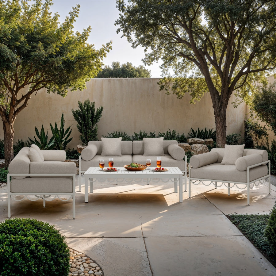 Portofino Resilient Water Repellent Fabric Upholstered Outdoor Patio Loveseat