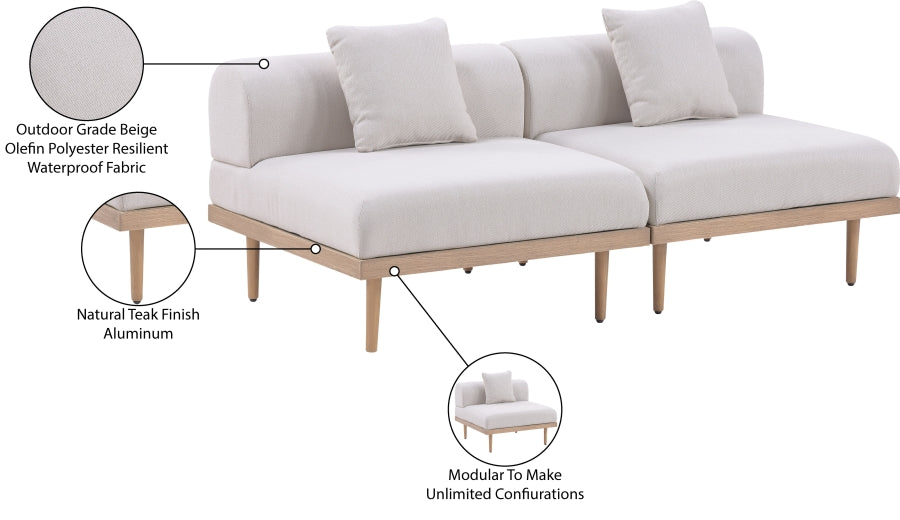 Laguna Resilient Water Resistant Fabric Upholstered Outdoor Patio 2pc. Modular Loveseat