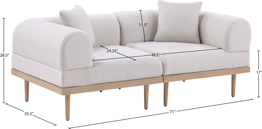 Laguna Resilient Water Resistant Fabric Upholstered Outdoor Patio 2pc. Modular Loveseat
