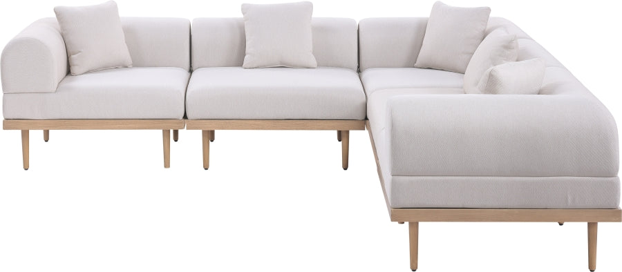 Laguna 106.5" Resilient Water Resistant Fabric Upholstered Outdoor Patio 5pc. Modular Sectional