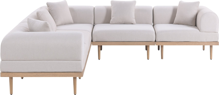 Laguna 106.5" Resilient Water Resistant Fabric Upholstered Outdoor Patio 5pc. Modular Sectional