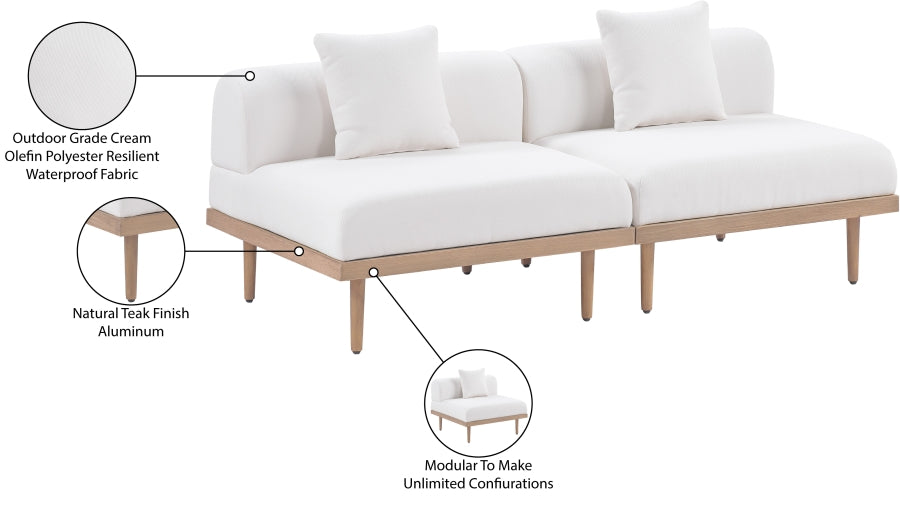 Laguna Resilient Water Resistant Fabric Upholstered Outdoor Patio 2pc. Modular Loveseat