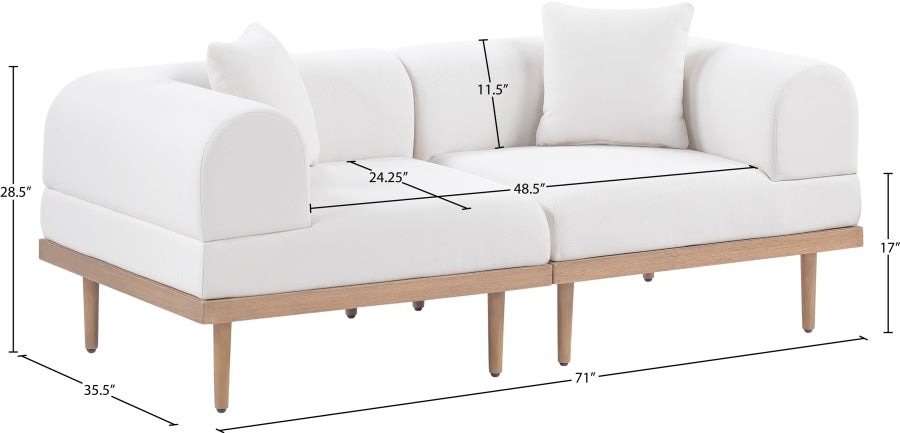Laguna Resilient Water Resistant Fabric Upholstered Outdoor Patio 2pc. Modular Loveseat
