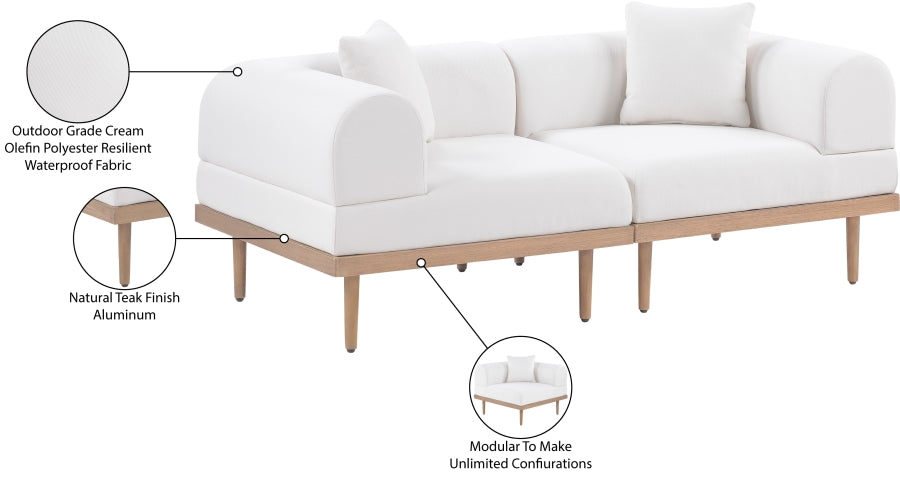 Laguna Resilient Water Resistant Fabric Upholstered Outdoor Patio 2pc. Modular Loveseat