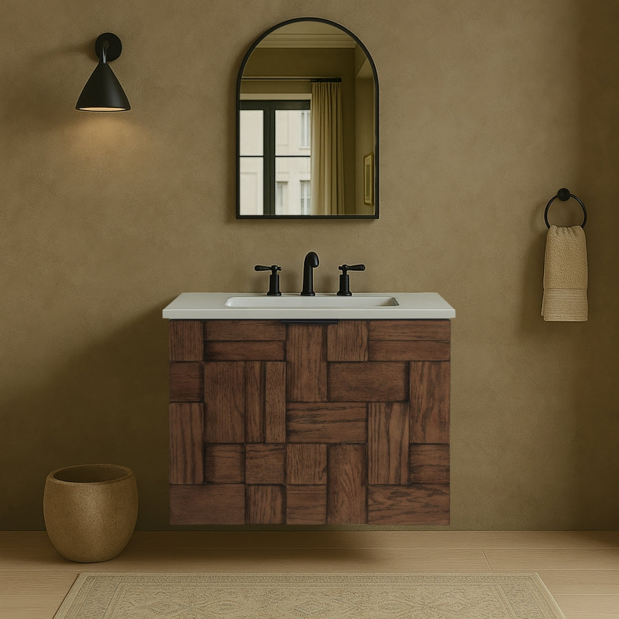 Meuble-lavabo mural pour salle de bain avec lavabo inclus