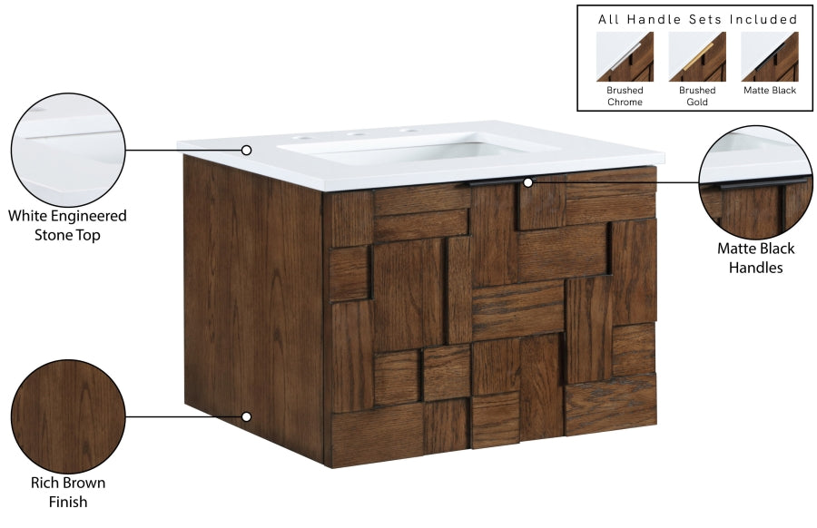 Meuble-lavabo mural pour salle de bain avec lavabo inclus