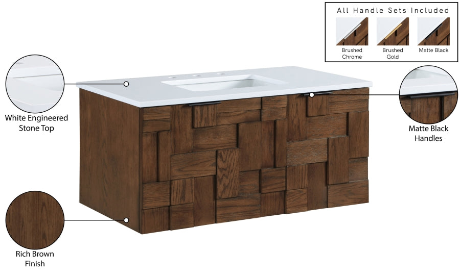 Meuble-lavabo mural pour salle de bain avec lavabo inclus
