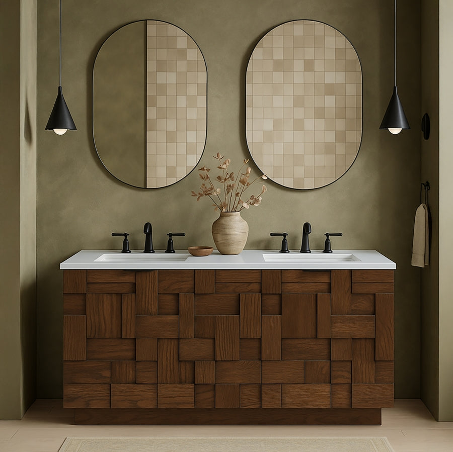 Meuble-lavabo mural pour salle de bain avec lavabo inclus