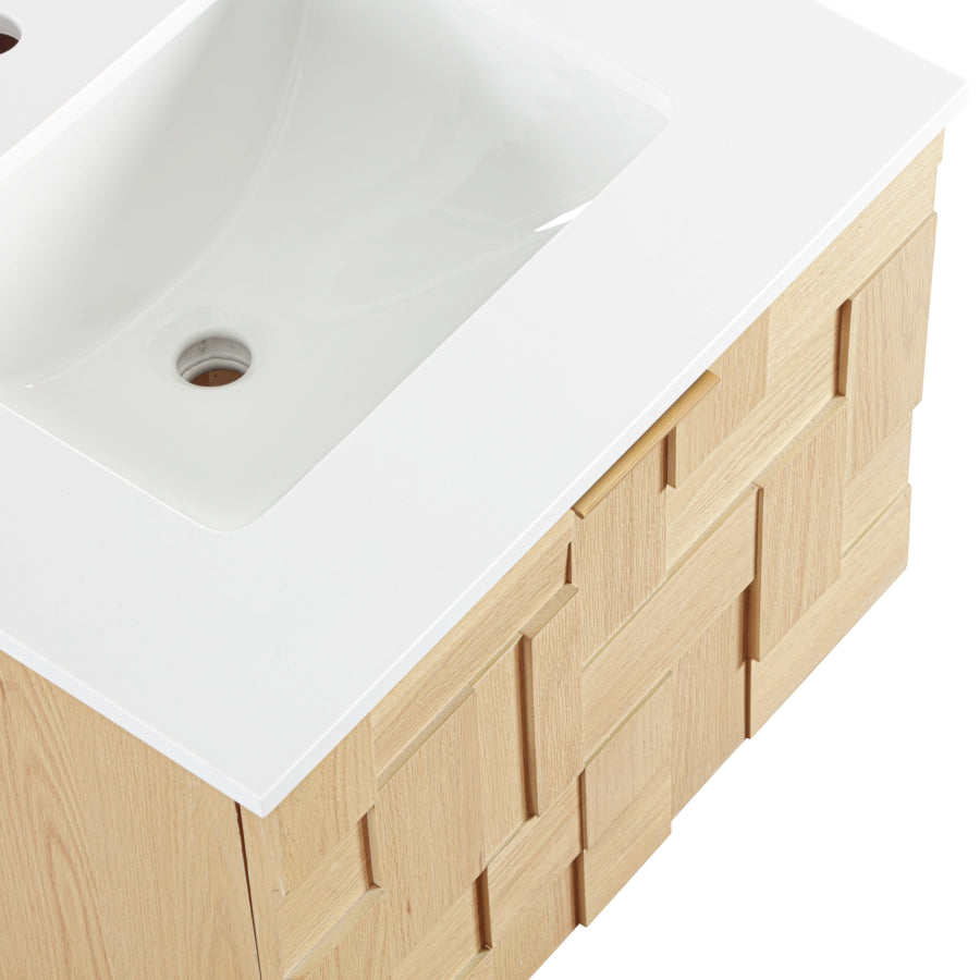 Meuble-lavabo mural pour salle de bain avec lavabo inclus