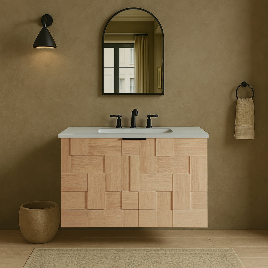 Meuble-lavabo mural pour salle de bain avec lavabo inclus