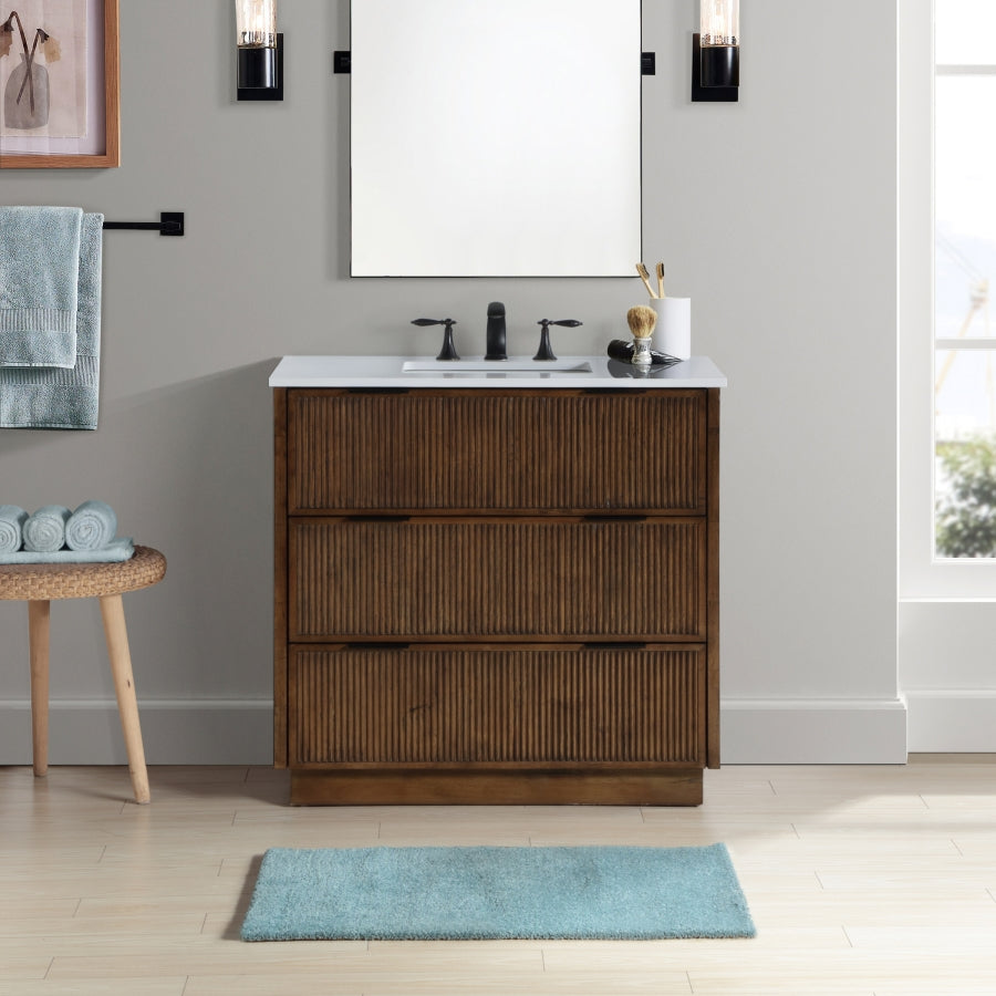 Willard White Engineered Stone And Solid Wood Bathroom Vanity