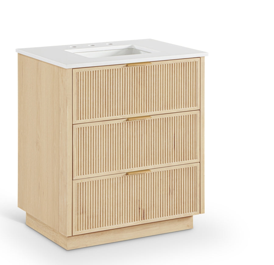 Willard White Engineered Stone And Solid Wood Bathroom Vanity