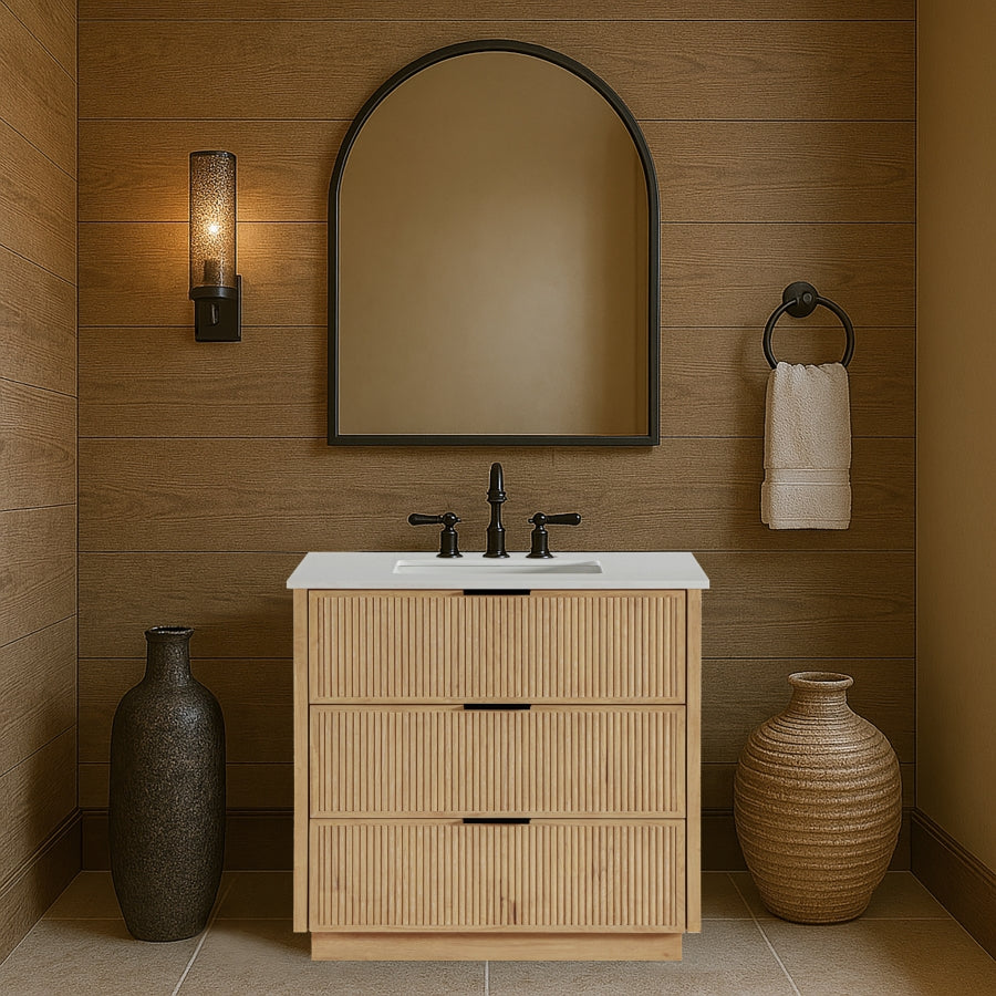 Meuble-lavabo mural pour salle de bain avec lavabo inclus